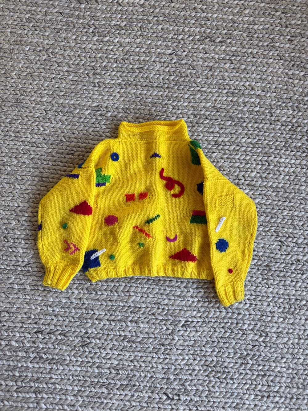 Kids Bright Yellow Patterned Sweater